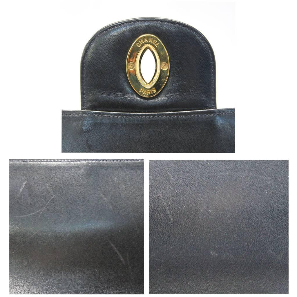 Chanel Black Quilted Lambskin Vertical Maxi Flap GHW Vintage Handbag at