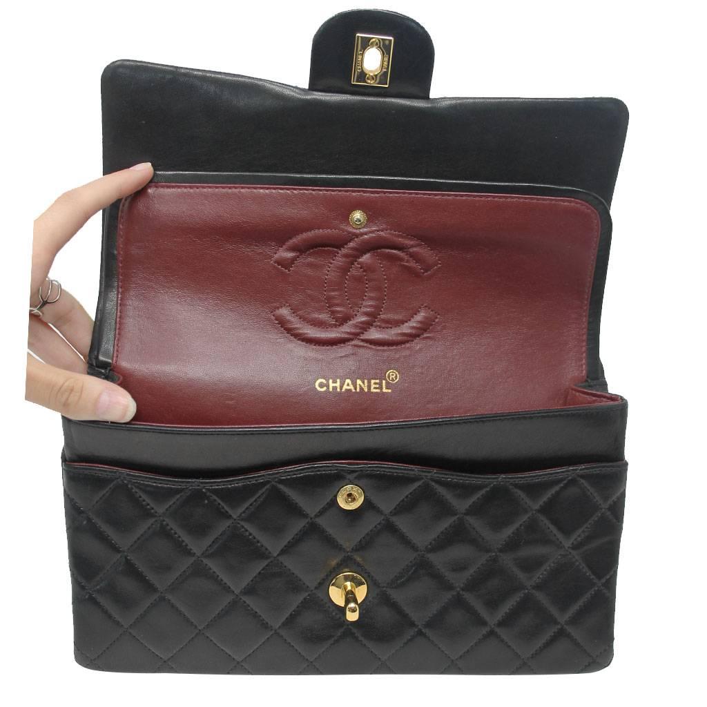 Chanel Double Flap Black Quilted Lambskin Vintage Bag in Box No. 2 3