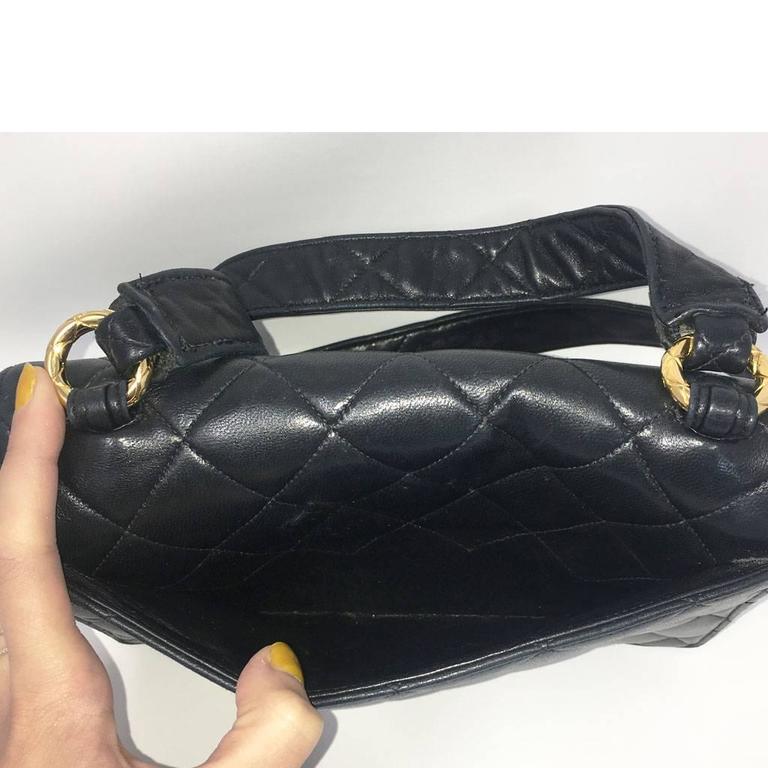 Chanel Black Lambskin Quilted Crossbody Vintage Bag with Quilted