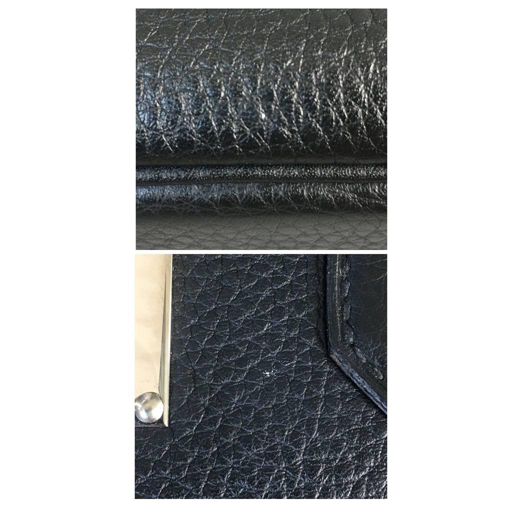 Women's Hermes 42cm Noir Taurillon Clemence Shoulder Birkin Argente Palladium JPG