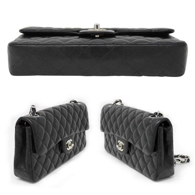 Chanel Black Lambskin Quilted Classic Flap Bag with Dust bag and Receipt at  1stDibs