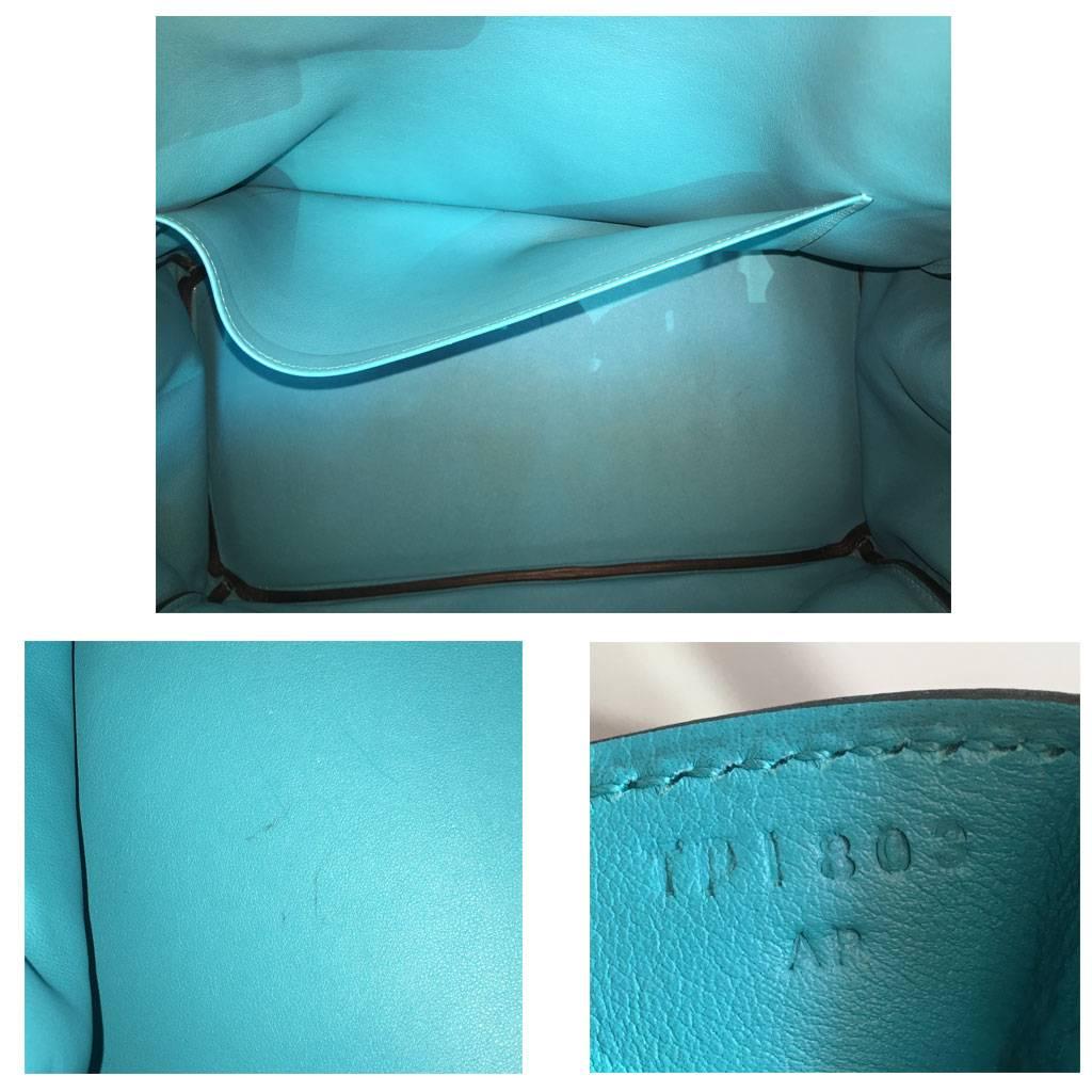 Hermes Birkin Ghillies Turquoise 35cm Togo Swift Leather 2015 Handbag 4