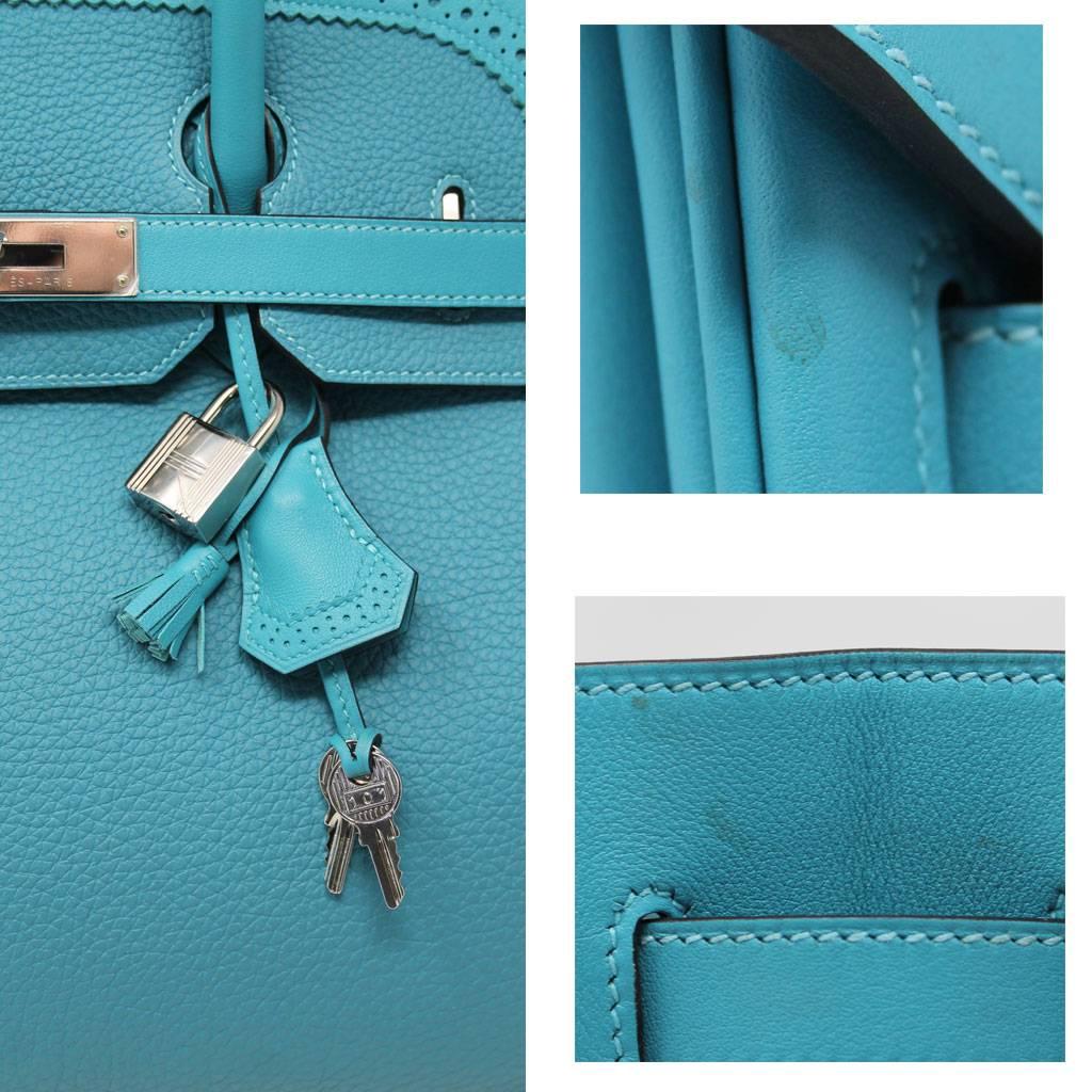 Hermes Birkin Ghillies Turquoise 35cm Togo Swift Leather 2015 Handbag 2