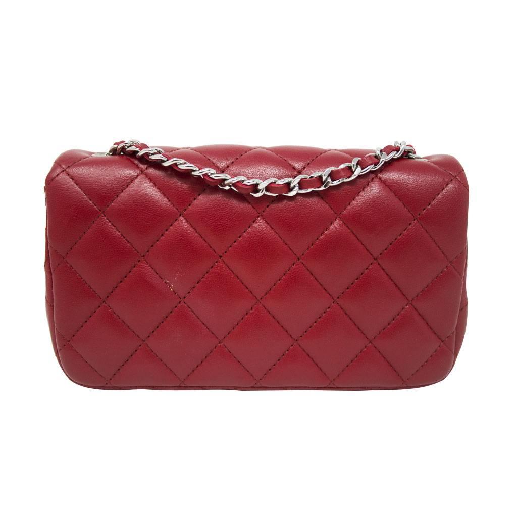 Brand: Chanel
Handles: Red Lambskin Chain Shoulder Strap; Drop: 23.5