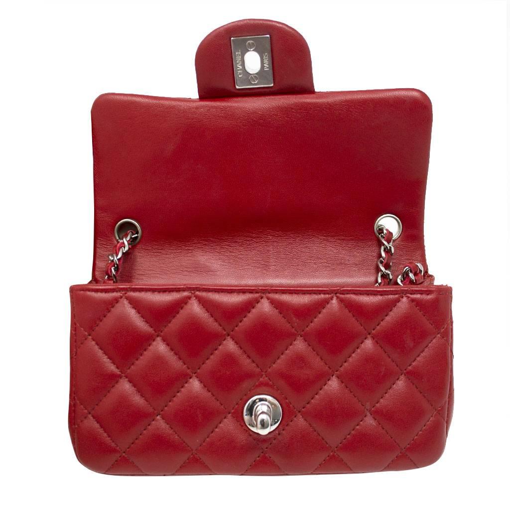 Chanel Red Lambskin Quilted Mini Flap Handbag in Box 1