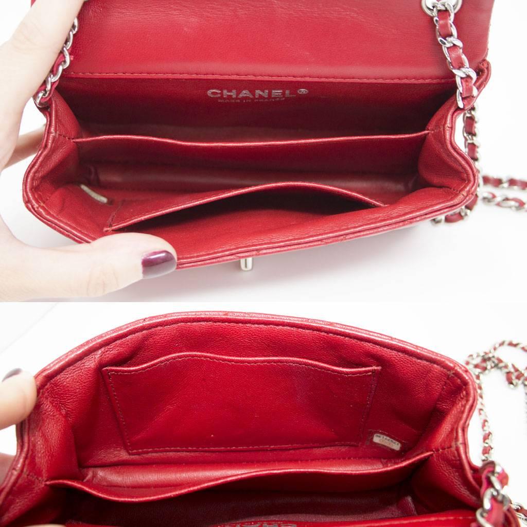 Chanel Red Lambskin Quilted Mini Flap Handbag in Box 3