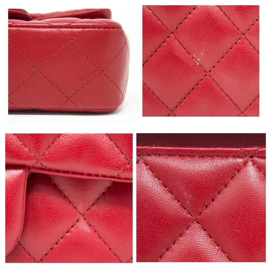 Chanel Red Lambskin Quilted Mini Flap Handbag in Box 2