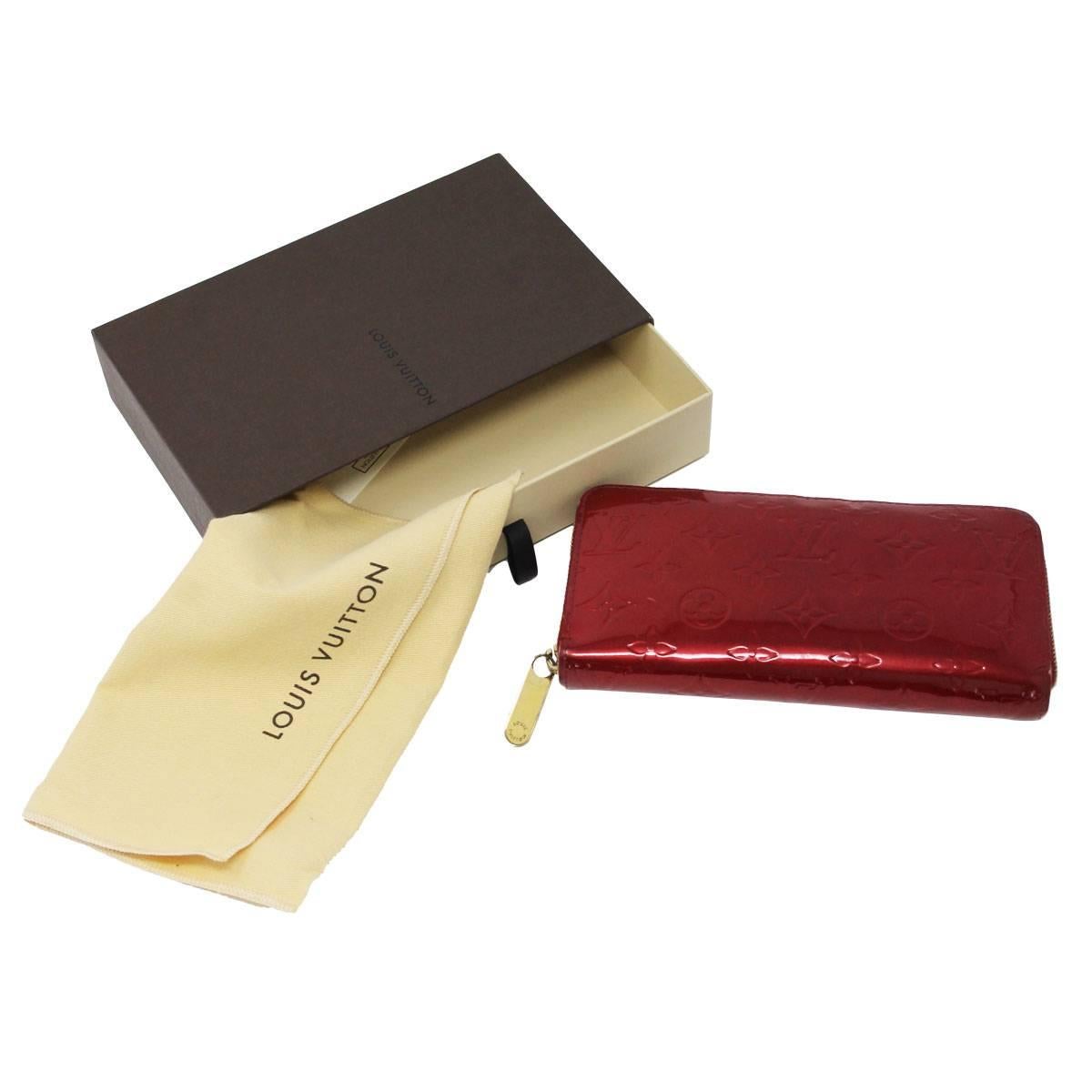 Louis Vuitton Zippy Wallet Red Vernis Leather in Box 4