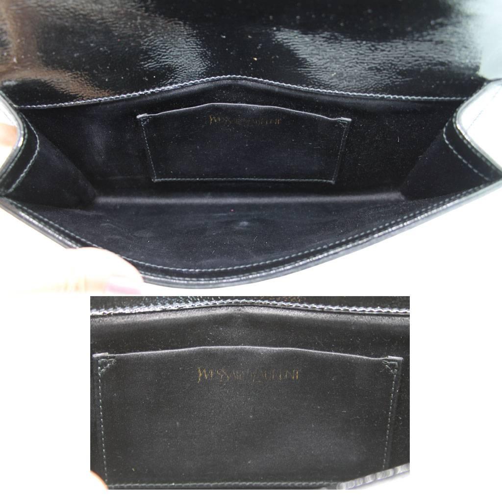 YSL Yves Saint Laurent Belle De Jour Black Patent Leather Clutch 1