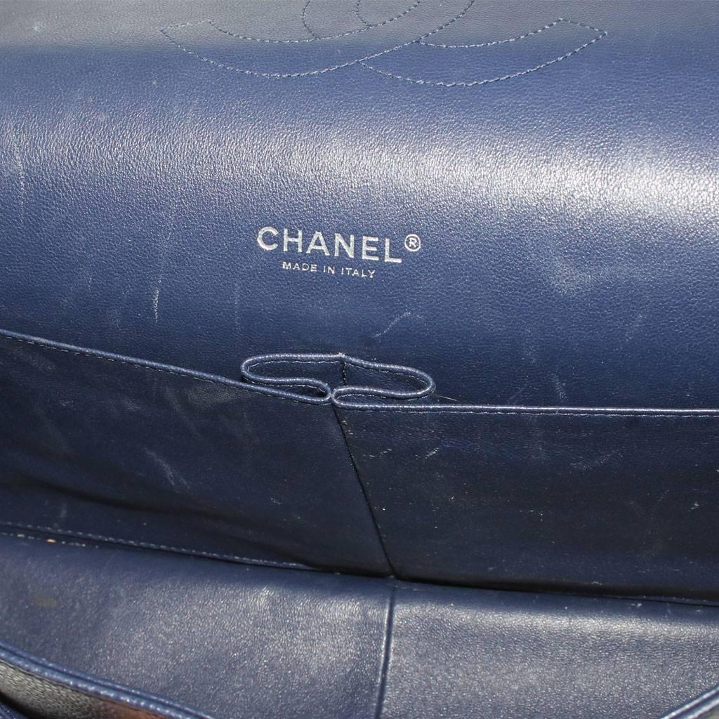 Chanel Navy Blue Caviar Maxi Double Flap Handbag No. 18 SHW 4