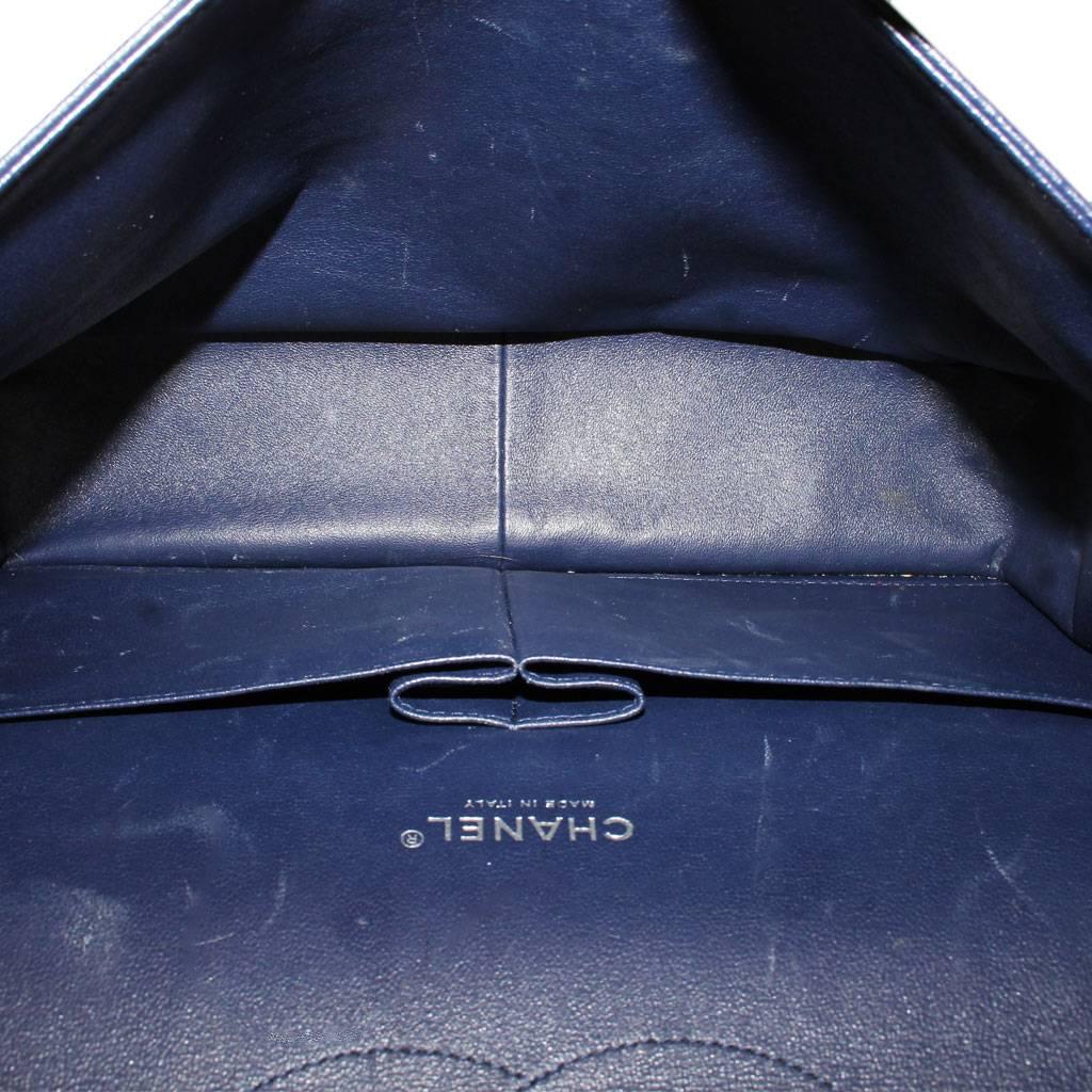 Women's or Men's Chanel Navy Blue Caviar Maxi Double Flap Handbag No. 18 SHW