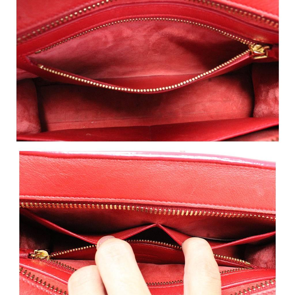 Yves Saint Laurent YSL Red Leather Gold Hardware Crossbody Handbag 4