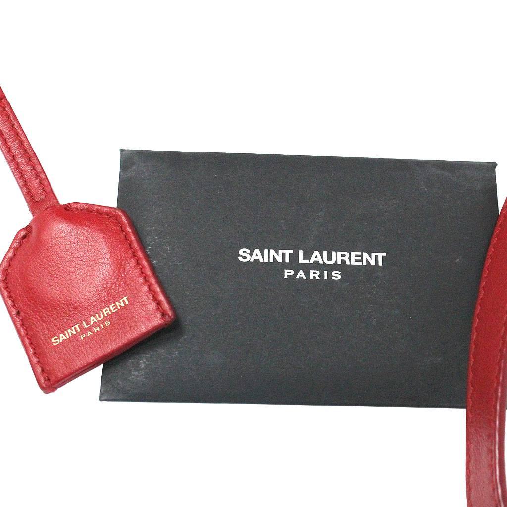 Yves Saint Laurent YSL Red Leather Gold Hardware Crossbody Handbag 5