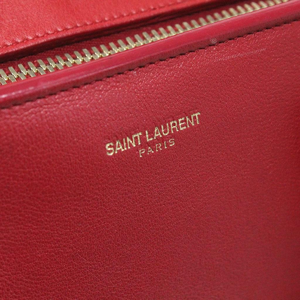 Yves Saint Laurent YSL Red Leather Gold Hardware Crossbody Handbag 1