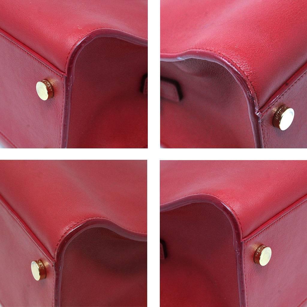 Yves Saint Laurent YSL Red Leather Gold Hardware Crossbody Handbag 2