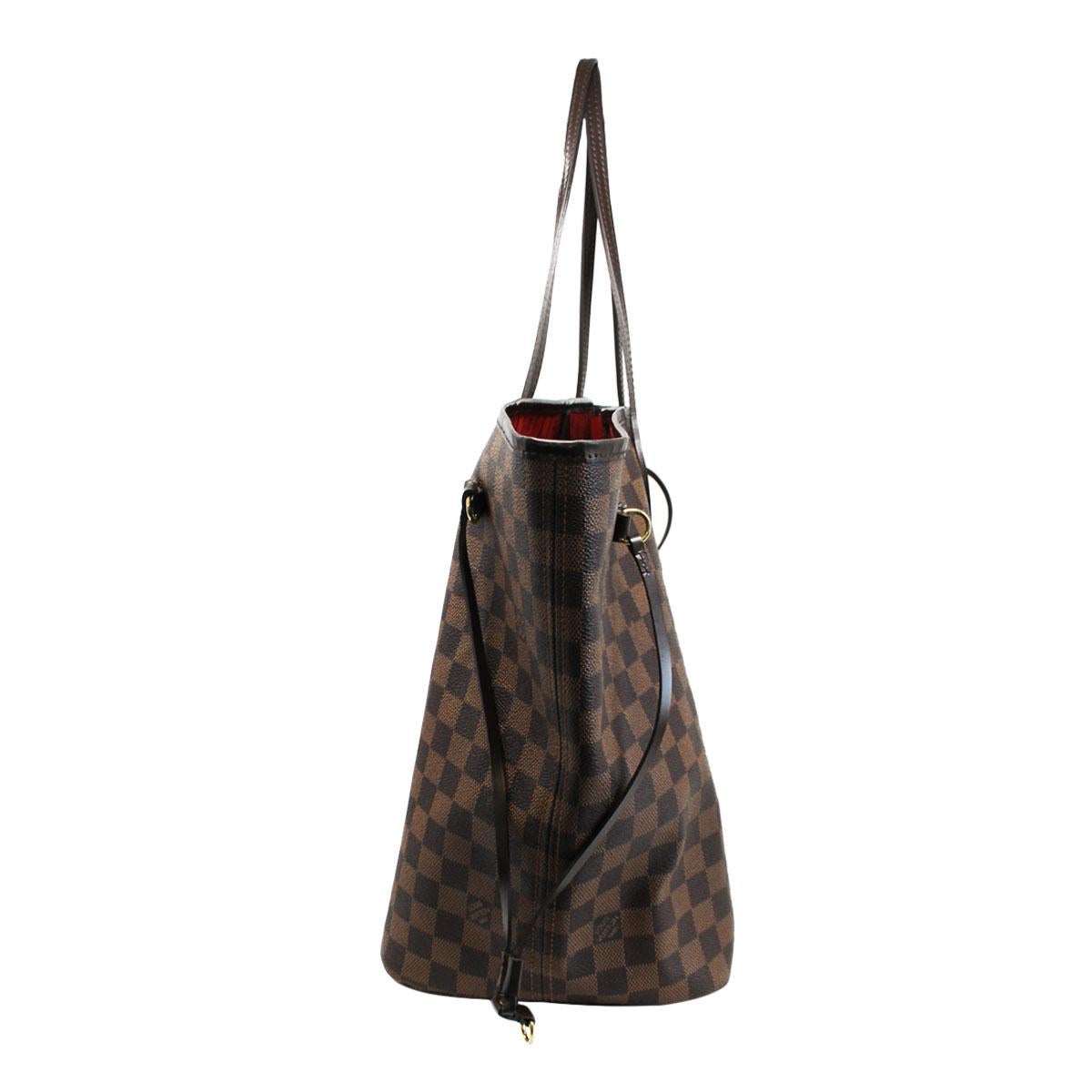 Brown Authentic Louis Vuitton Neverfull GM Damier Ebene Tote Handbag