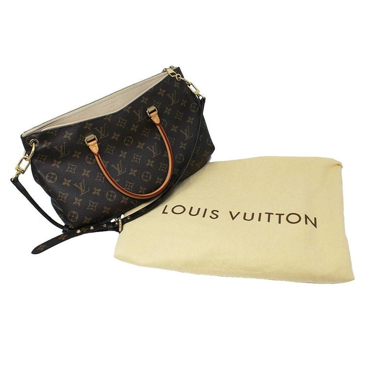 Authentic Louis Vuitton Pallas Monogram Beige Handbag Purse For Sale at 1stDibs