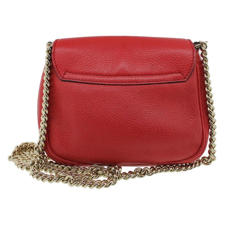 Gucci Soho Flap Red Leather Light Gold Chain w/ Tassel Bag at 1stdibs