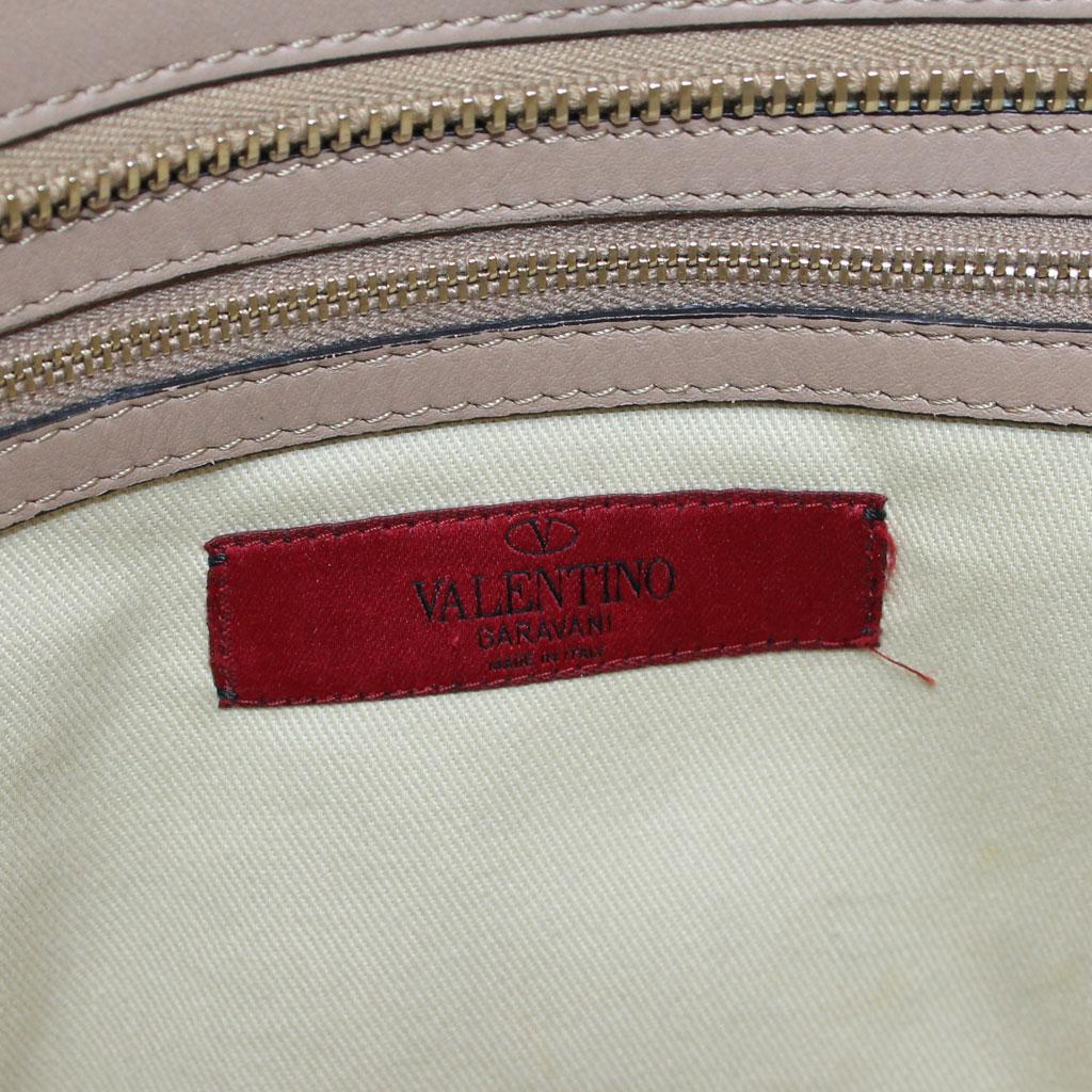 Valentino Rockstud Trapeze Medium Tan Leather Gold Studded Shoulder Bag Tote 4