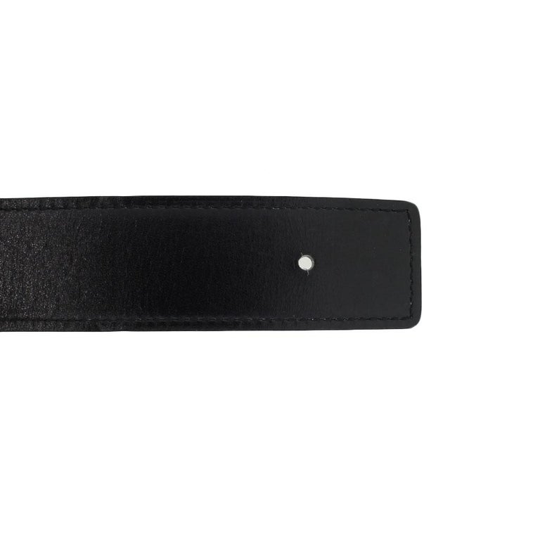Hermes Stainless Steel H Belt Buckle on Black/Etoupe Belt Size 90 in