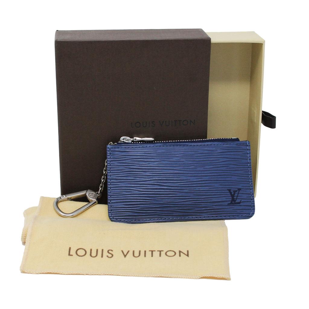 Women's or Men's Louis Vuitton Blue Epi Key Pouch in Box with Dust Bag