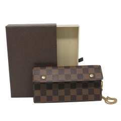 Louis Vuitton Damier Ebene Accordeon Clutch Chain Wallet with Box and Receipt