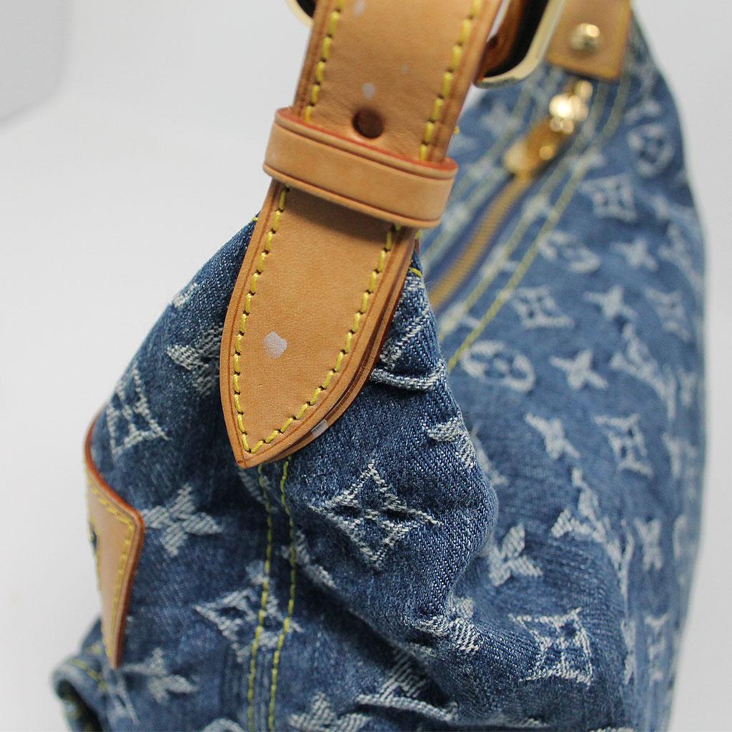 Louis Vuitton Denim Baggy PM Handbag Shoulder Bag with Dust Bag & Receipt In Good Condition In Boca Raton, FL