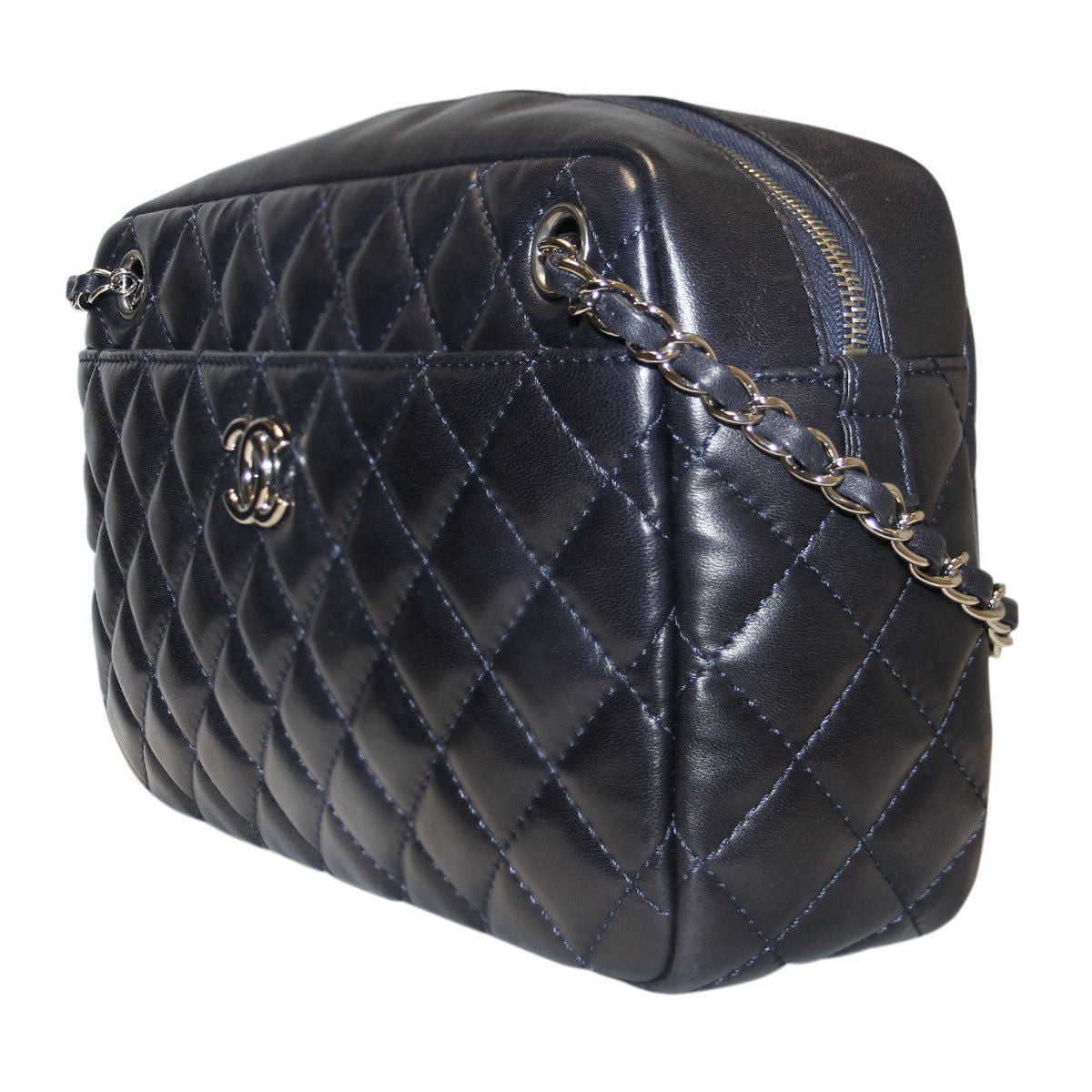 Women's Chanel Navy Lambskin No. 12 Camera Bag Purse SHW Shoulder Bag