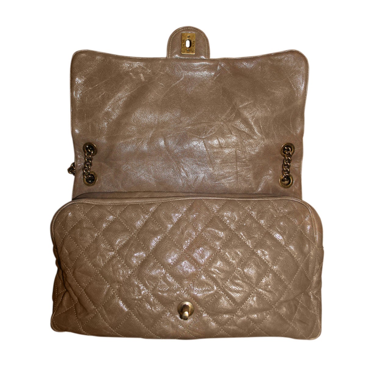 Chanel Brown Distressed Quilted Leather Easy Zip No. 16 Flap Bag In Excellent Condition In Boca Raton, FL