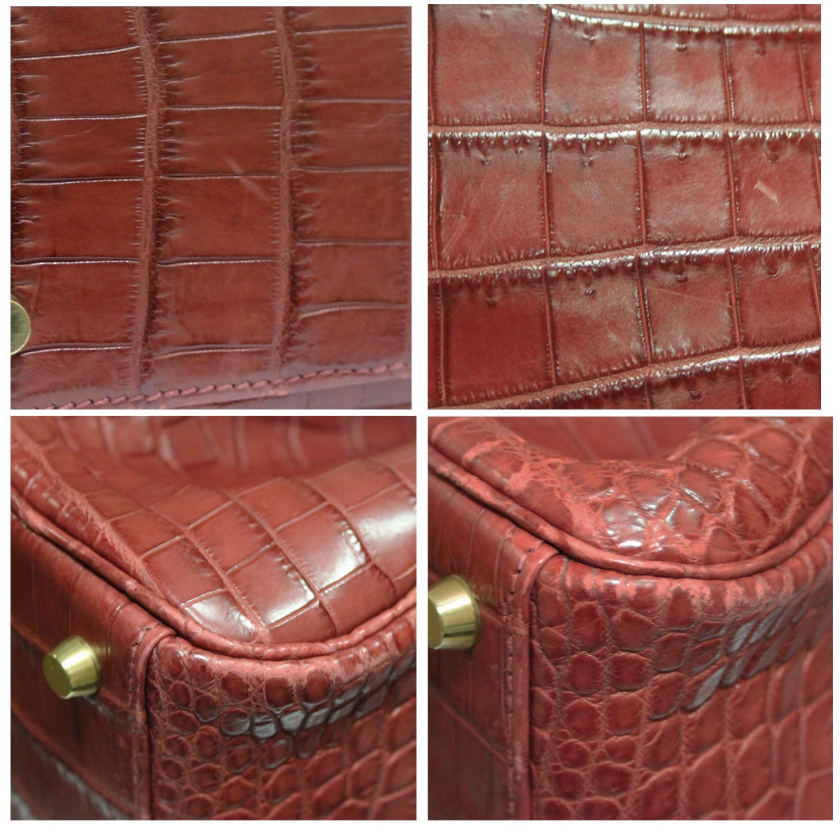 Women's Hermes Jypsiere 28cm Burgundy Crocodile E Stamp 2001 Messenger Shoulder Bag