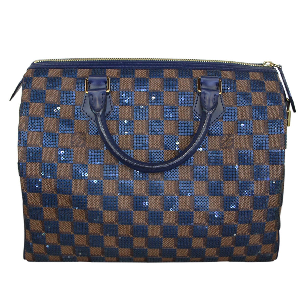 Brand: Louis Vuitton
Handles: Dark Blue Cowhide Leather Rolled Handles
Measurements: 12.25