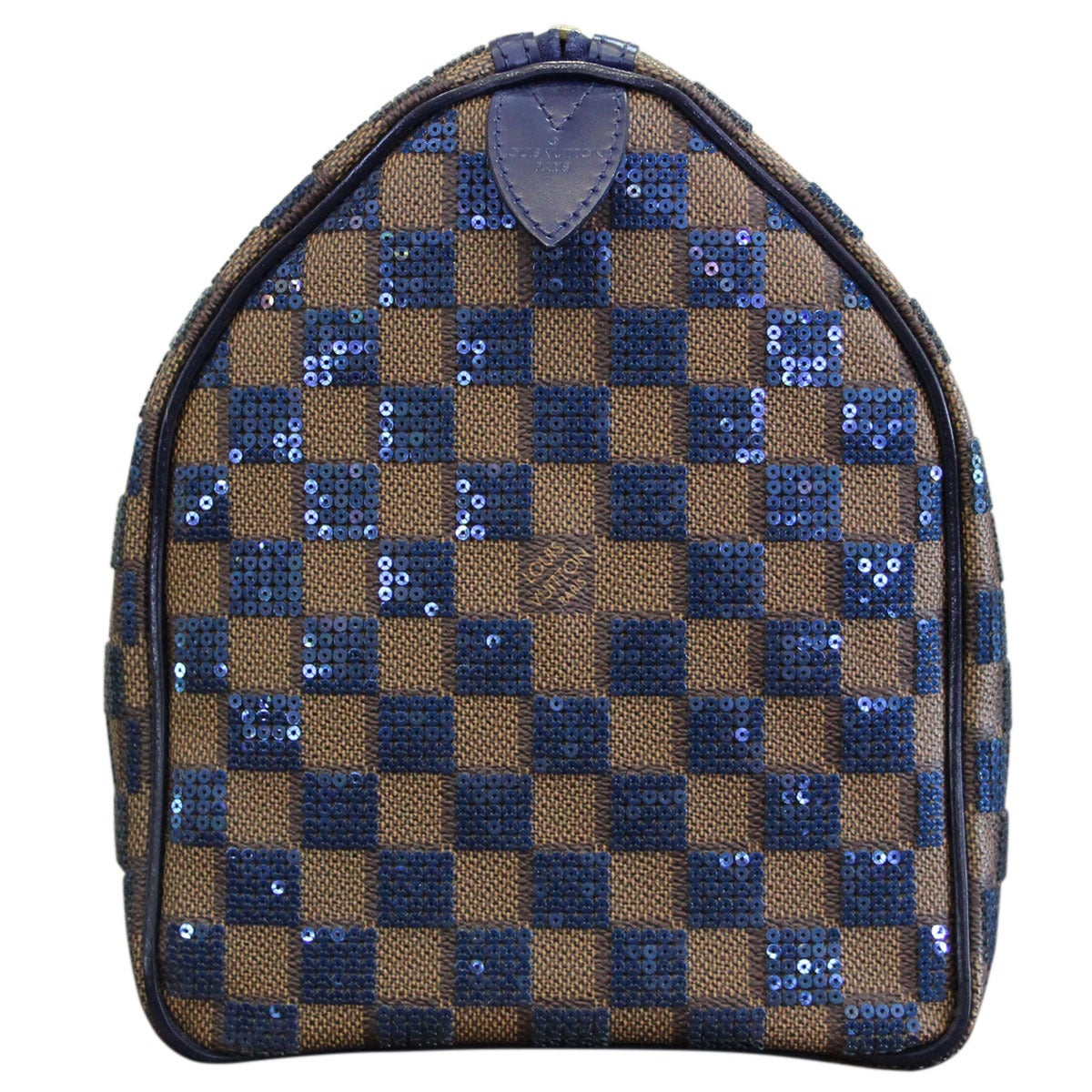 LOUIS VUITTON Speedy 30 Damier Paillettes Sequin Blue Brown Bag