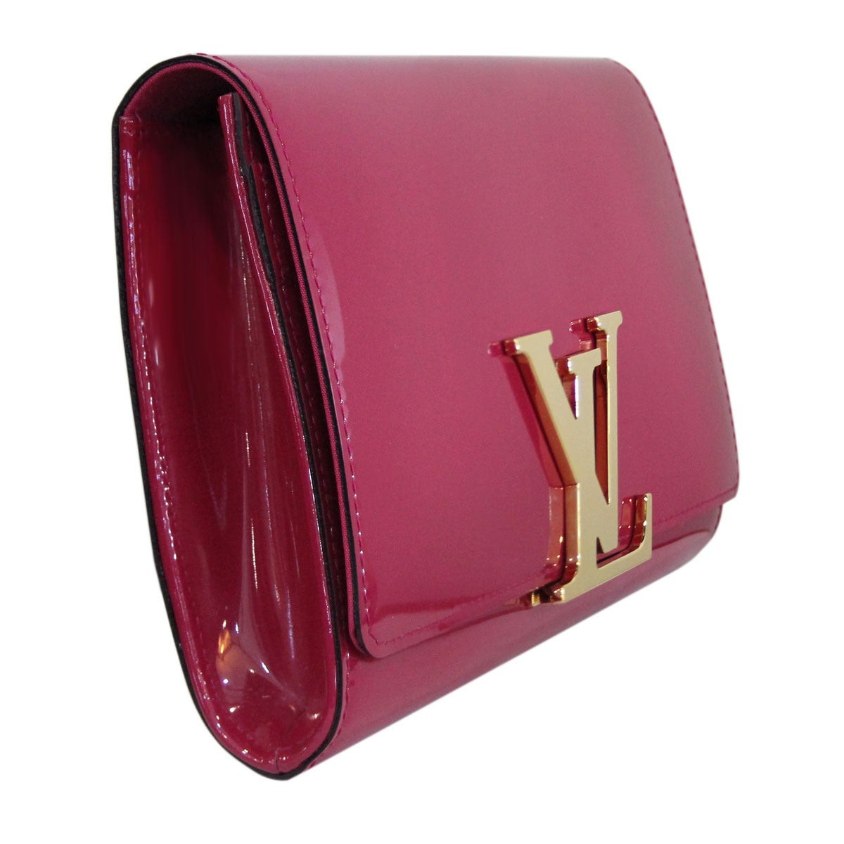 Louis Vuitton Louise Indian Rose Patent Leather Clutch In Excellent Condition In Boca Raton, FL