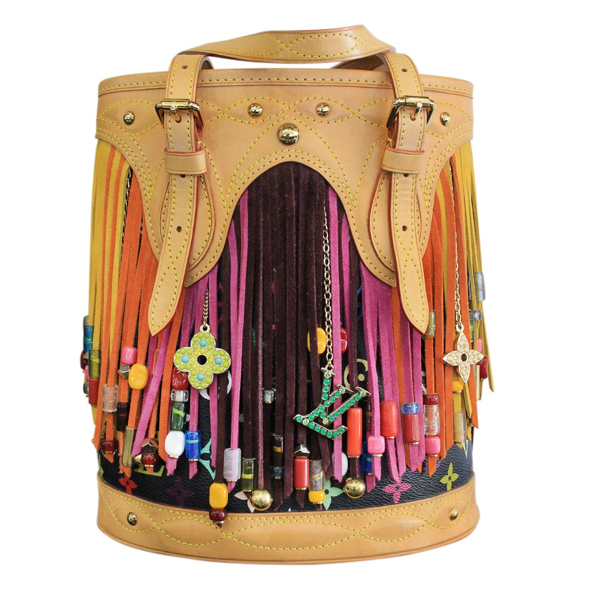 Louis Vuitton Multicolore Canvas Fringe Bucket Bag at 1stdibs