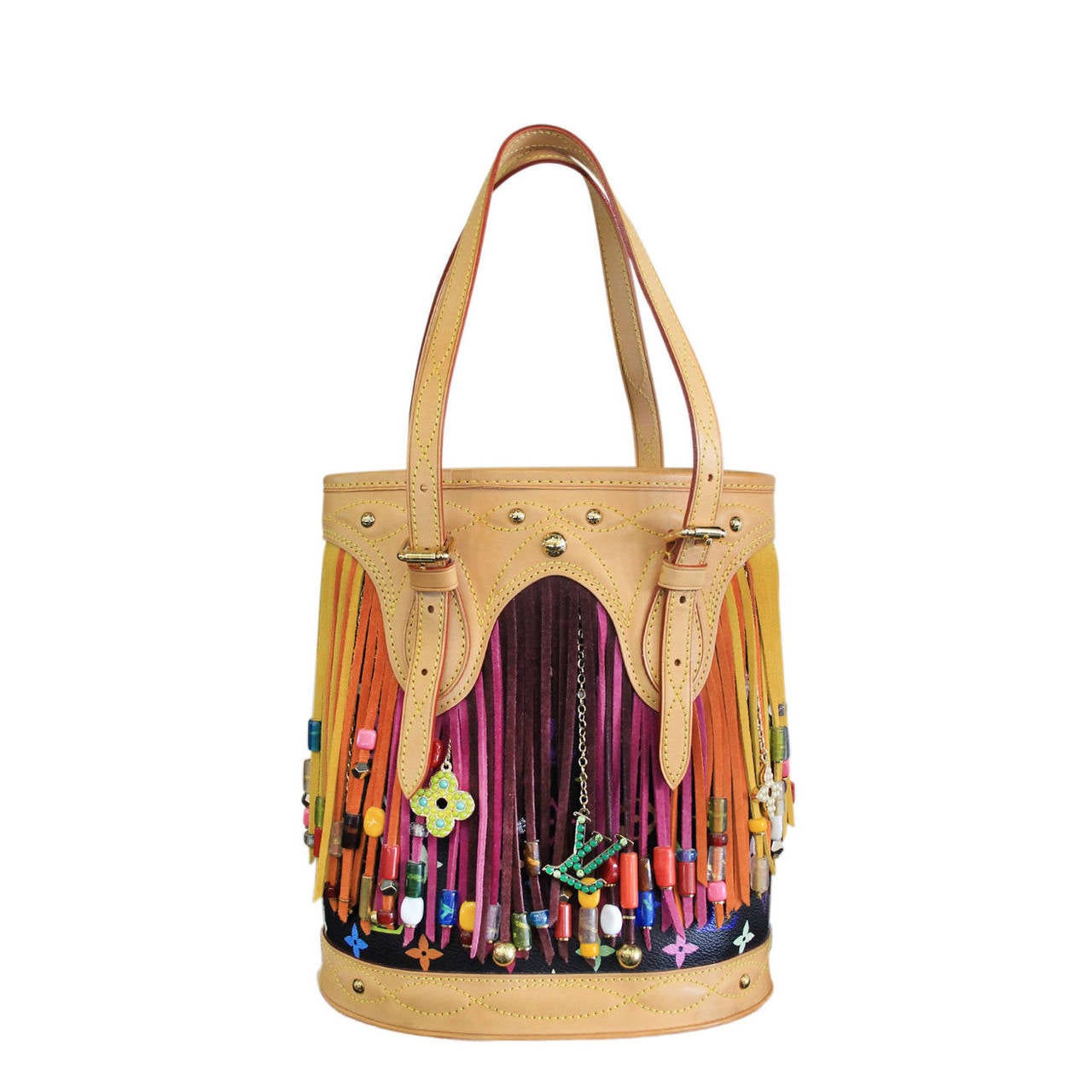 Louis Vuitton Multicolore Canvas Fringe Bucket Bag at 1stdibs