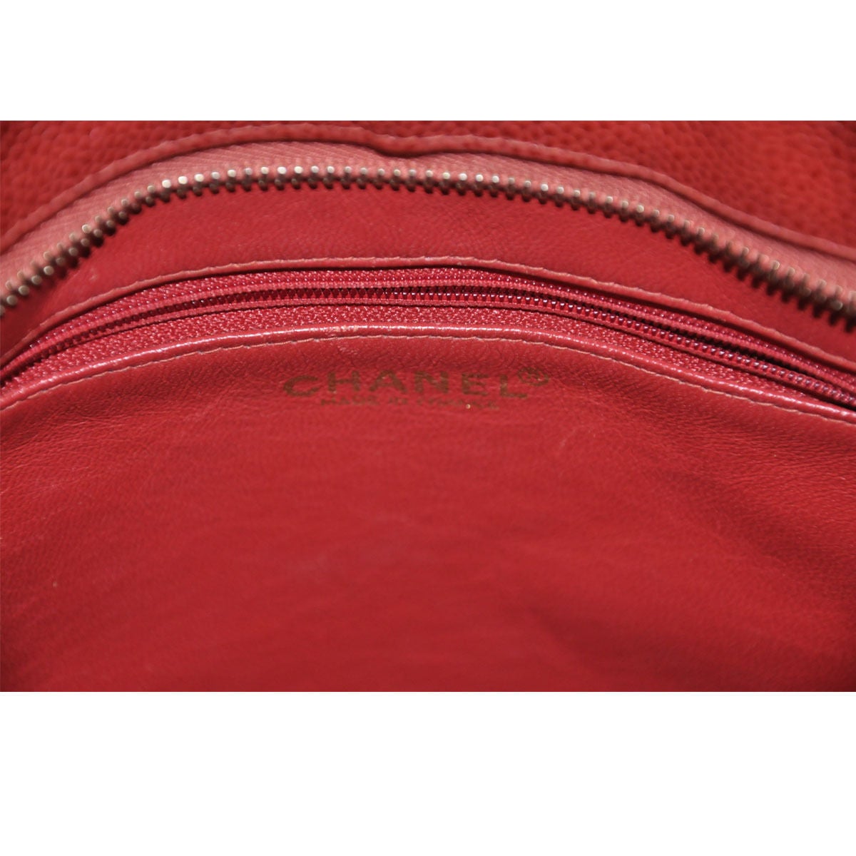 Chanel Red Medallion Caviar Tote Shoulder Handbag 1