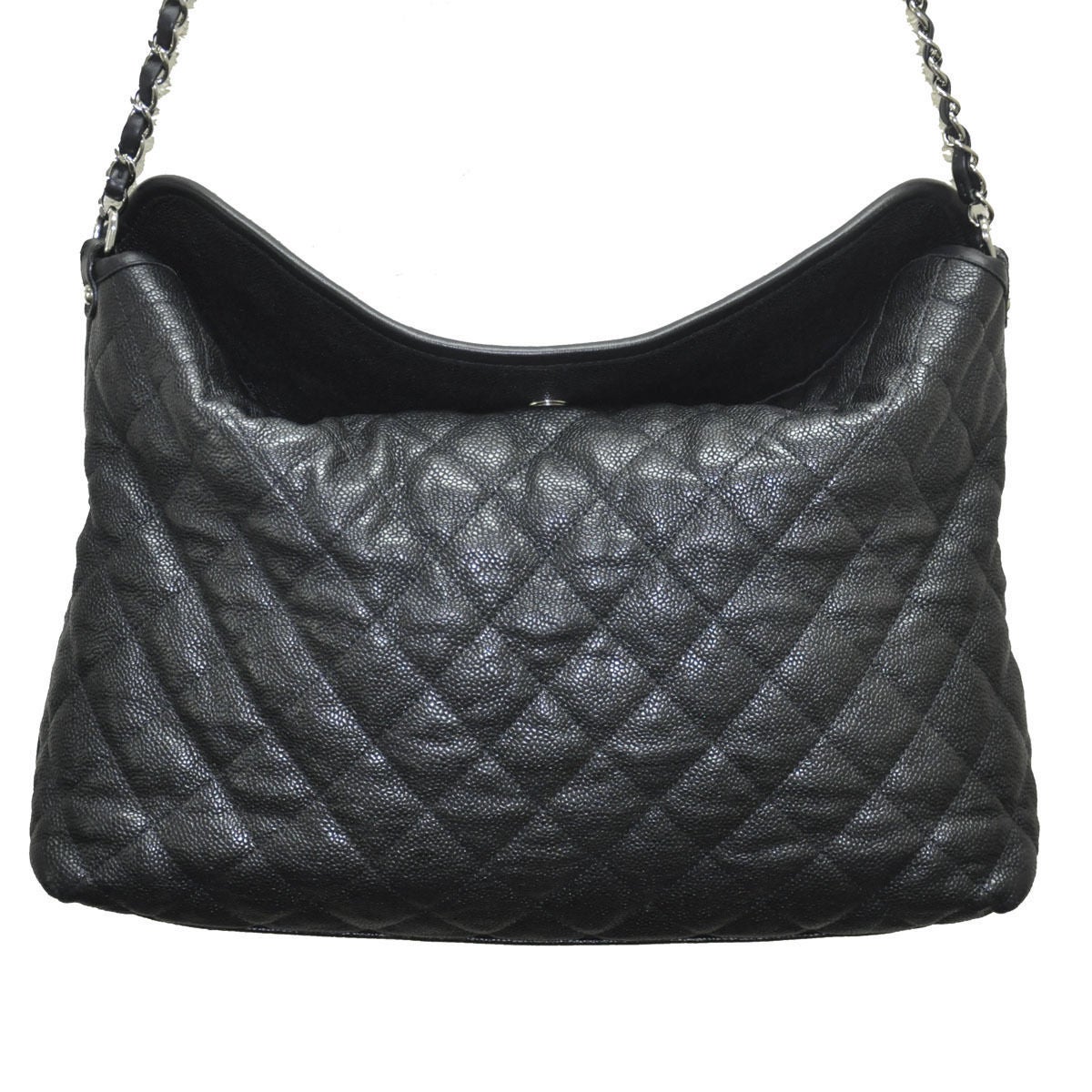 Chanel Black Caviar Leather French Riviera Hobo Shoulder Bag Handbag In Good Condition For Sale In Boca Raton, FL
