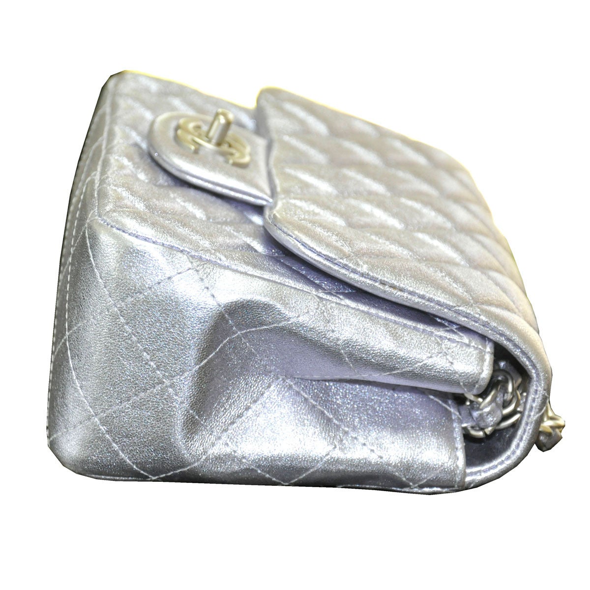Chanel Lavender Metallic Leather Mini Flap Shoulder Bag Handbag 1