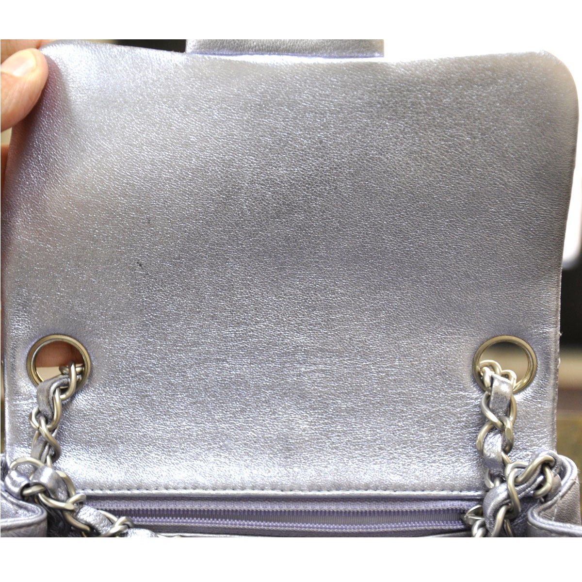 Chanel Lavender Metallic Leather Mini Flap Shoulder Bag Handbag 5
