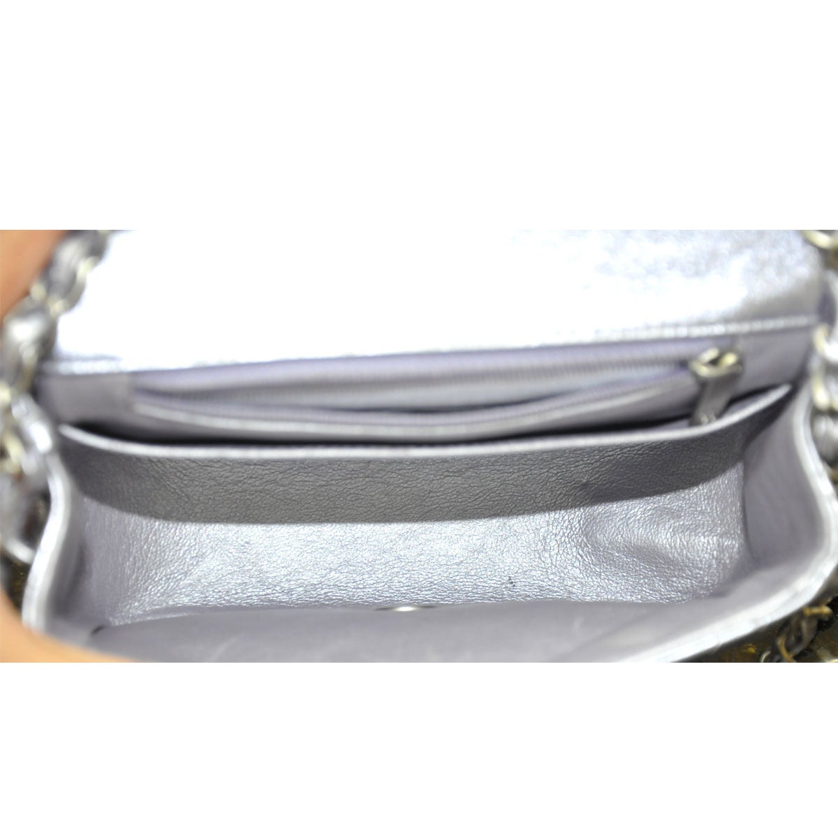 Chanel Lavender Metallic Leather Mini Flap Shoulder Bag Handbag 2