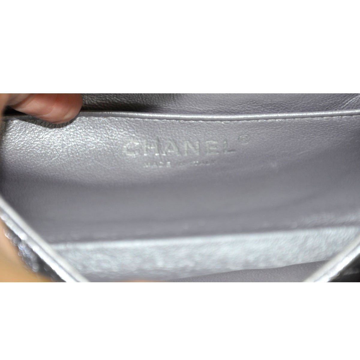 Chanel Lavender Metallic Leather Mini Flap Shoulder Bag Handbag 3