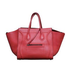 Celine Phantom Red Bullcalf Leather Tote Handbag