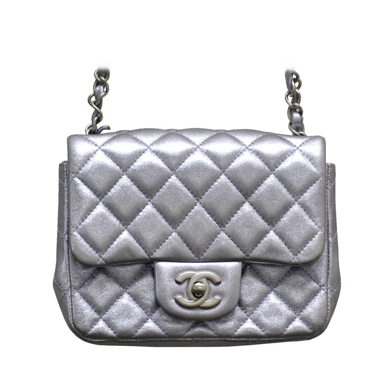 Chanel Lavender Metallic Leather Mini Flap Shoulder Bag Handbag