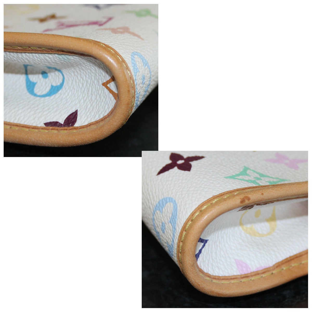 Louis Vuitton Shirley White Multicolor Clutch Shoulder Bag In Good Condition In Boca Raton, FL