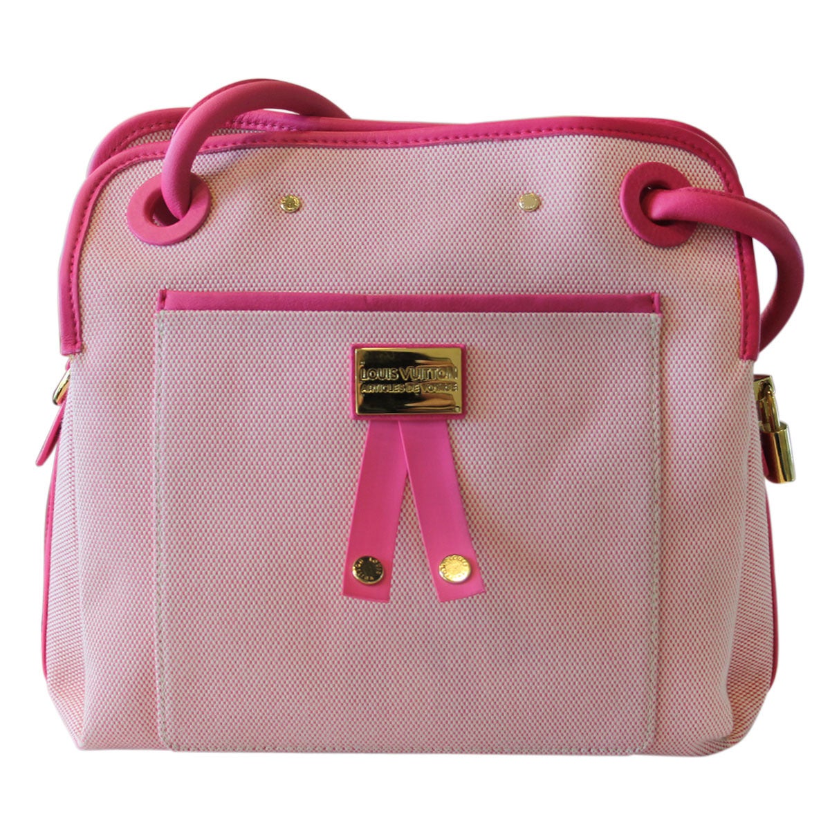 Brand: Louis Vuitton
Handles: Pink Leather Rolled Shoulder Straps; Drop: 17.25
