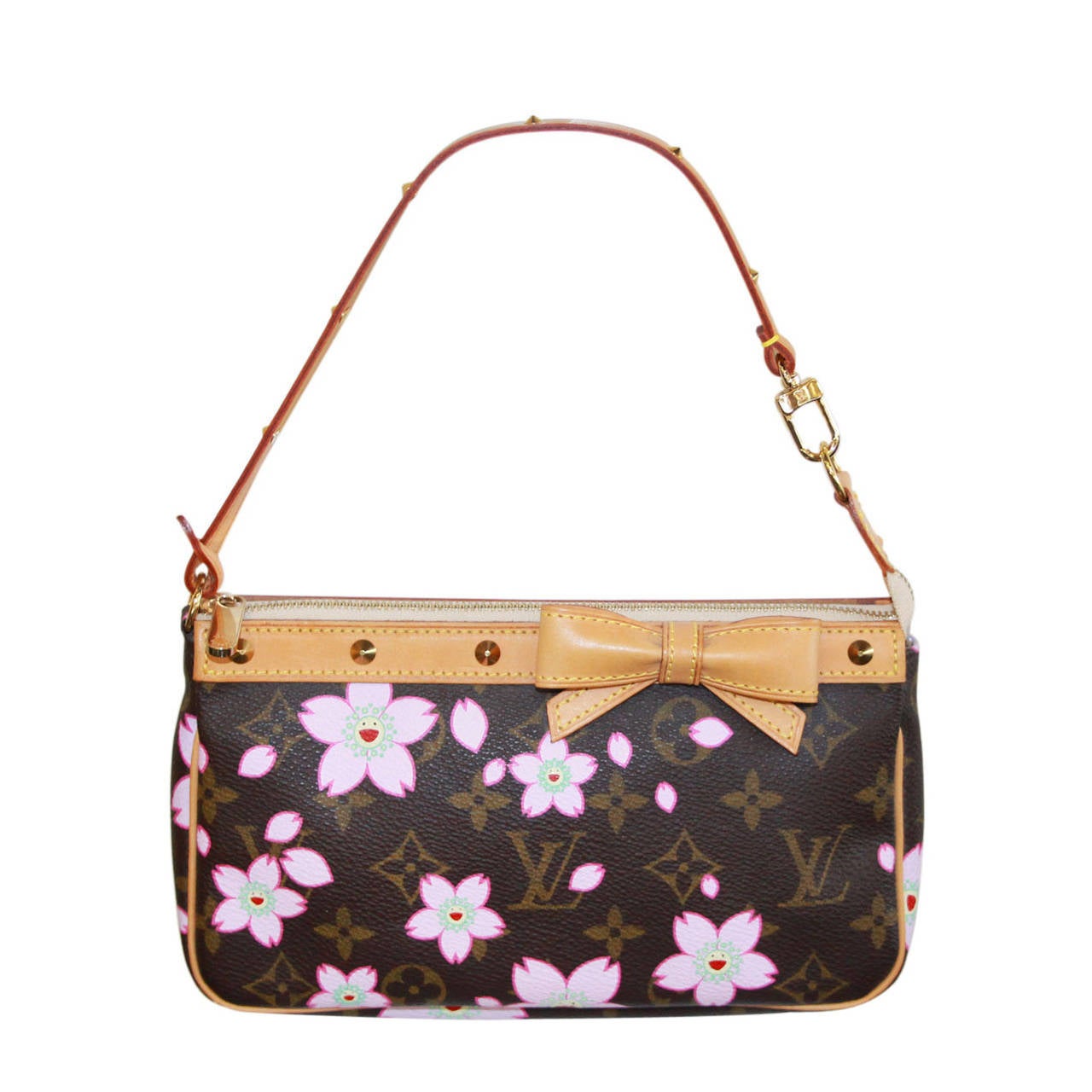 louis vuitton cherry blossom handbag Louis Vuitton Cherry Blossom Pochette Monogram Bag Purse at 1stdibs
