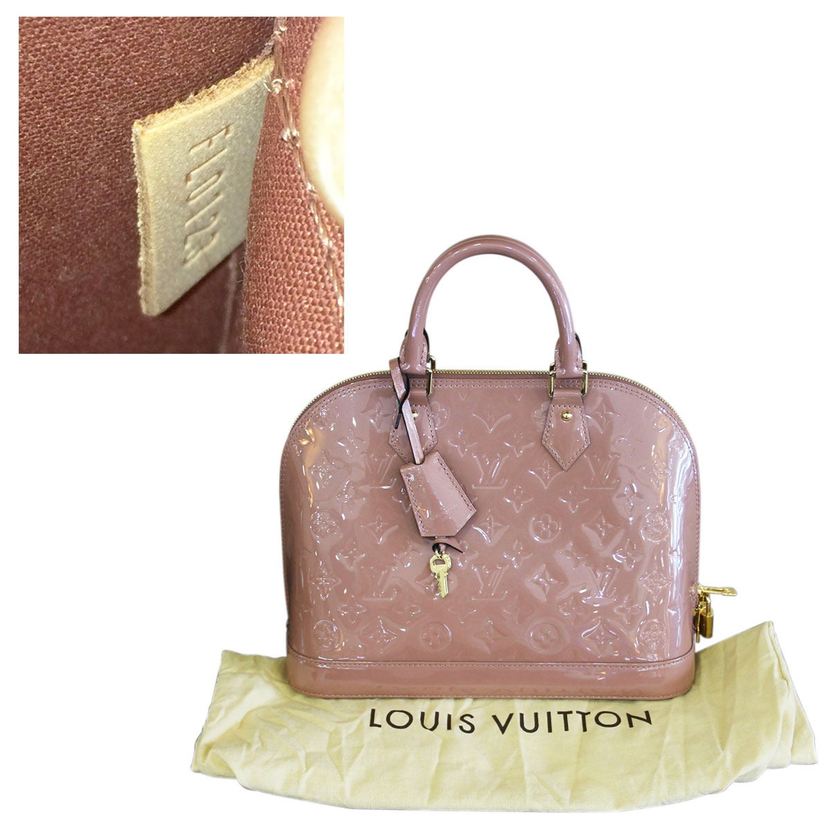 Louis Vuitton Rose Velours PM Vernis Alma Handbag Purse For Sale 6