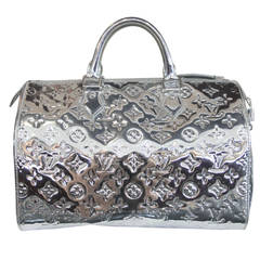Louis Vuitton Speedy 30 Silver Monogram Miroir Handbag Purse