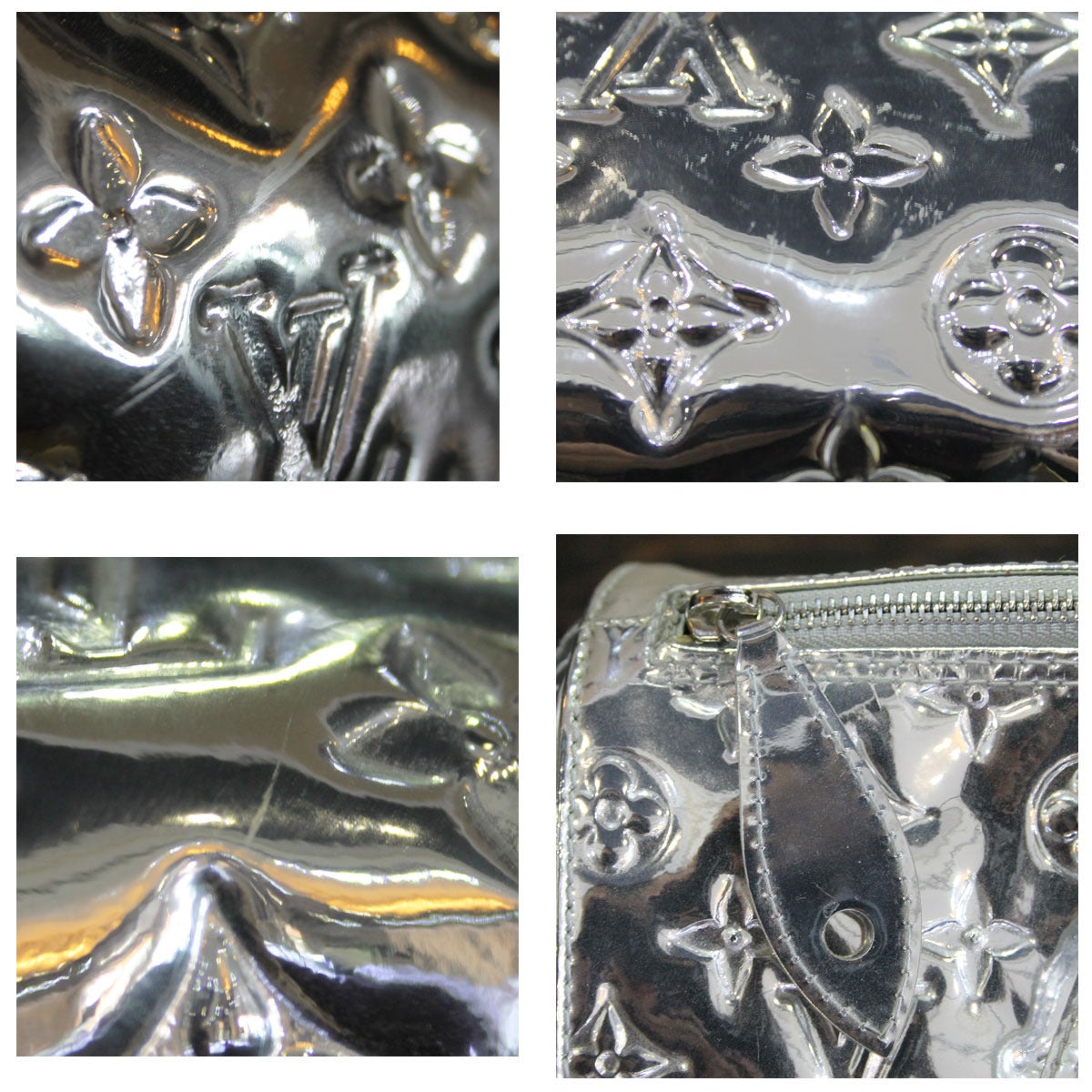 Louis Vuitton Speedy 30 Silver Monogram Miroir Handbag Purse In Excellent Condition In Boca Raton, FL