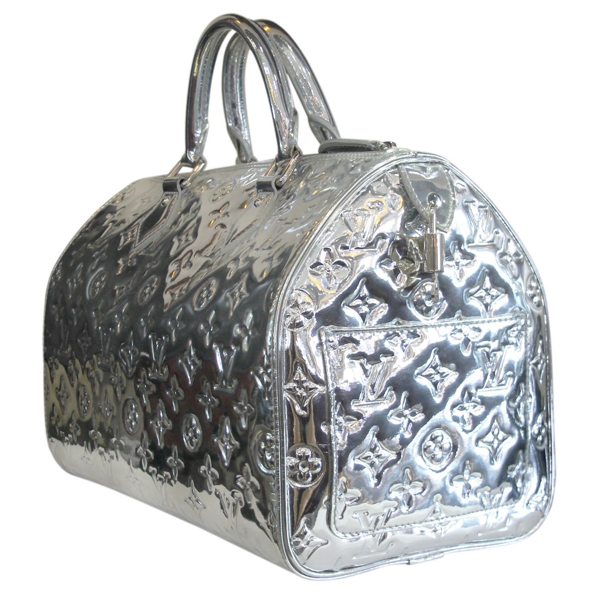 Louis Vuitton Speedy 30 Silver Monogram Miroir Handbag Purse at 1stdibs